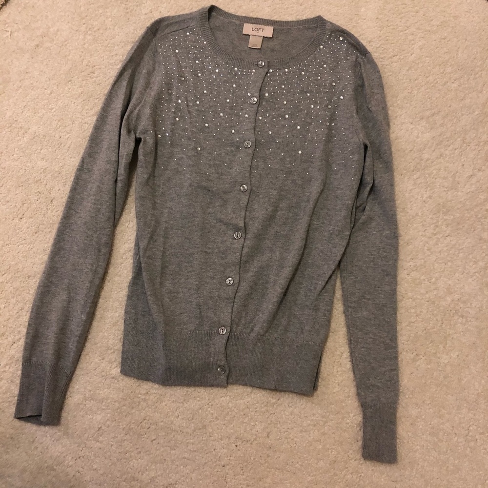 Ann Taylor LOFT Gray sparkle cardigan